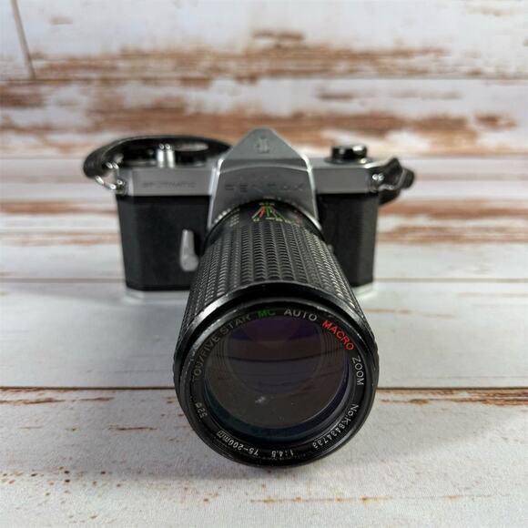 Pentax ME Super 35mm Film SLR Camera Silver with Tokina 75-200mm Lens